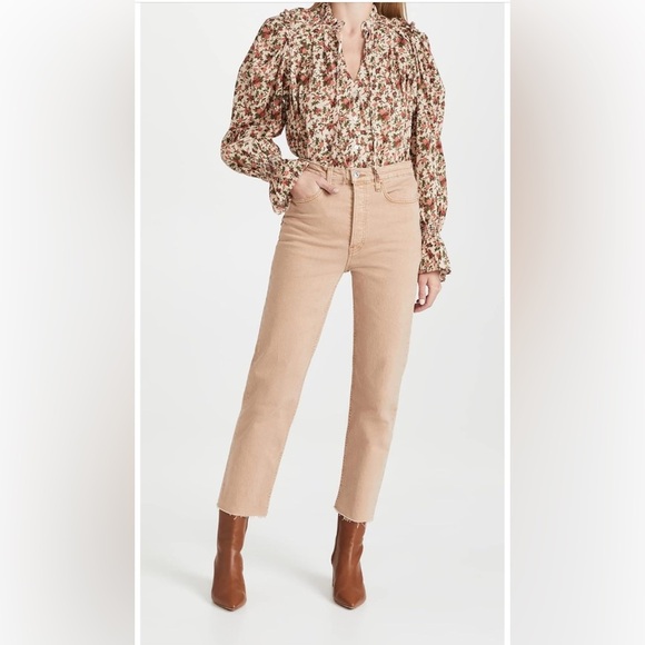 Free People Tops - Free people Long balloon sleeves Victorian peasant cotton top 
Button front Xs